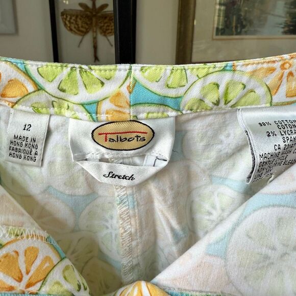 Vintage Talbots Orange Lemon Lime Citrus Cropped Pants 10 12 - Picture 5 of 7